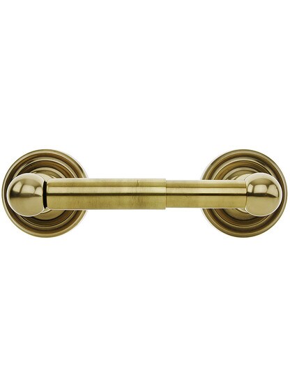 Brass Toilet-Paper Holder with Classic Rosettes in Antique Brass.